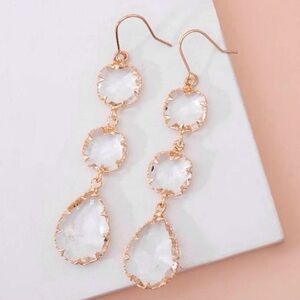 🆕 Clear Crystal Dangle Teardrop Earrings